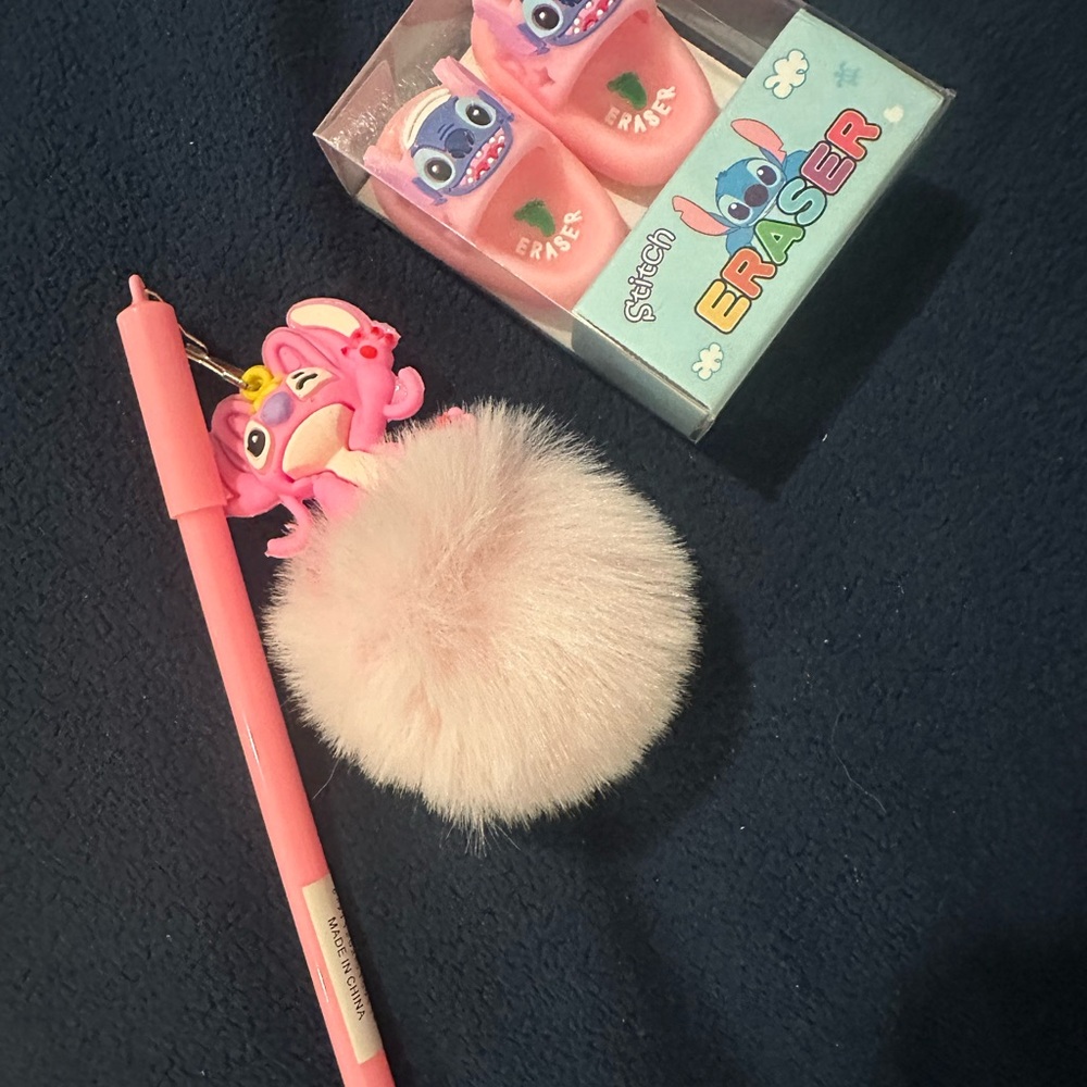 Pink Stitch-themed Pom Pen  & Eraser Set - Picture 2 of 2